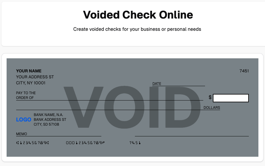 Voided Check Preview